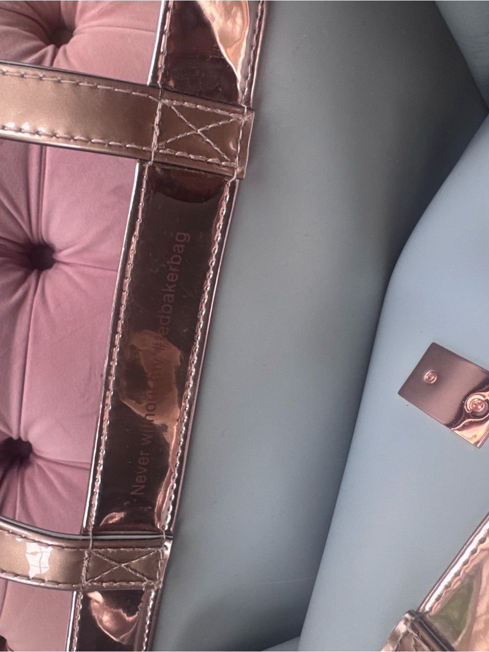 Ted Baker Grey Patent Tote with Rose Gold Bow Accent - Picture 11 of 13